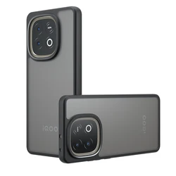 Shockproof Frosted Matte Phone Case with Translucent Hard Plastic Back for VIVO Y300 GT (Matte Black)