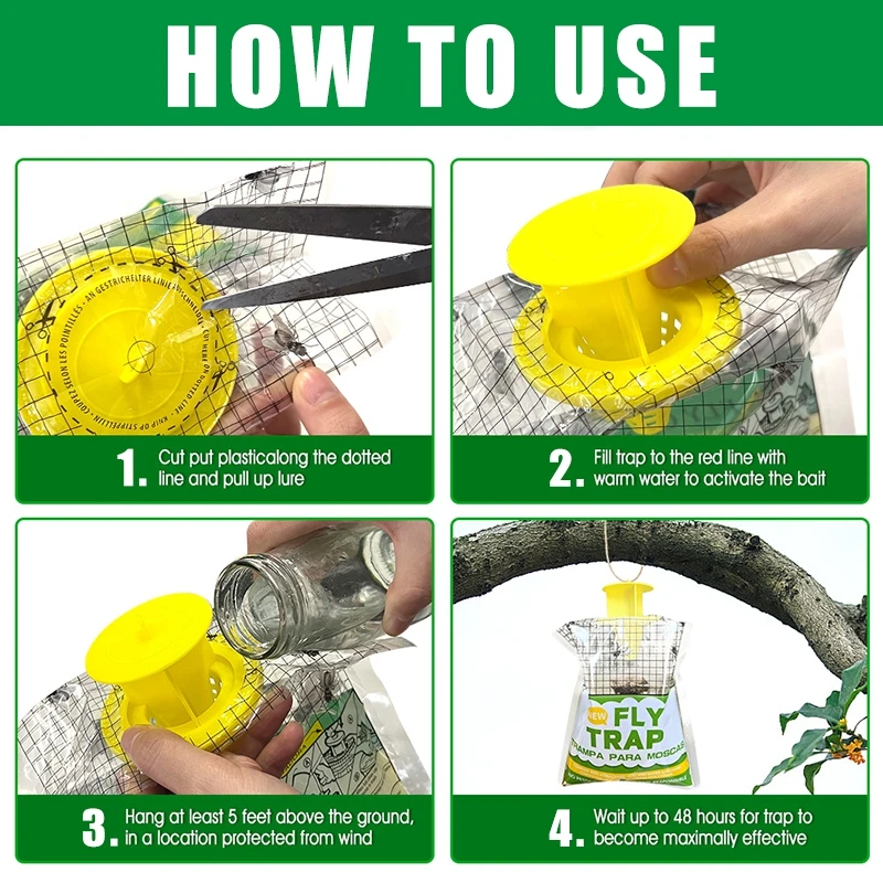 Flies Trap Bag Outdoor Fruit Flies Hornets Bee Trap Bug Hanging Insect Fly Kill Catcher Bag Summer Pest Control Tools fruit fly trap fly trap insect traps insect catcher