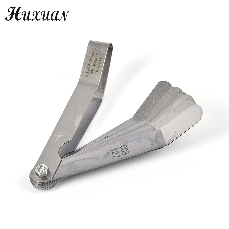 Feeler Gauge 1 set 16 Blades 0.05 to 1mm Thickness Curved Stainless Steel feeler gauge