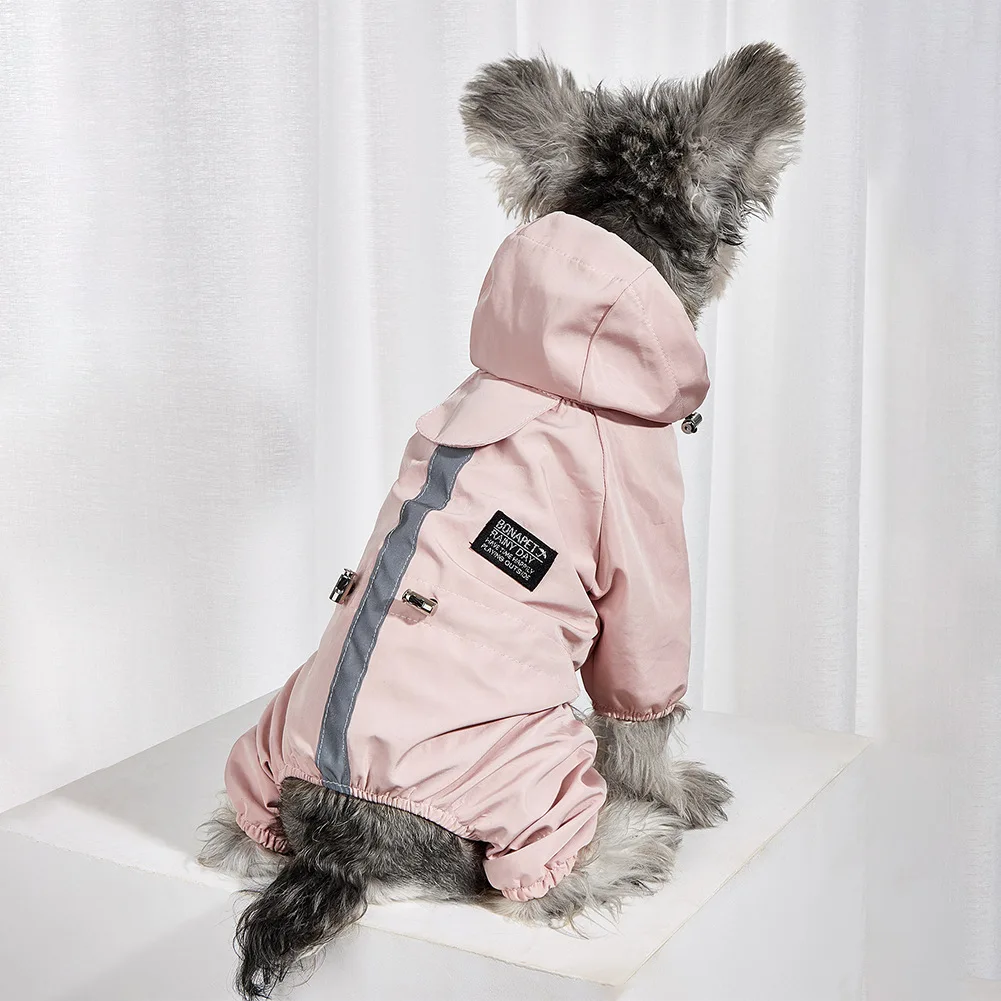 Waterproof Dog Clothes Reflective Dog Raincoat Soft Impermeable Polyester Jacket for Small Dogs Pet Puppy Outfits