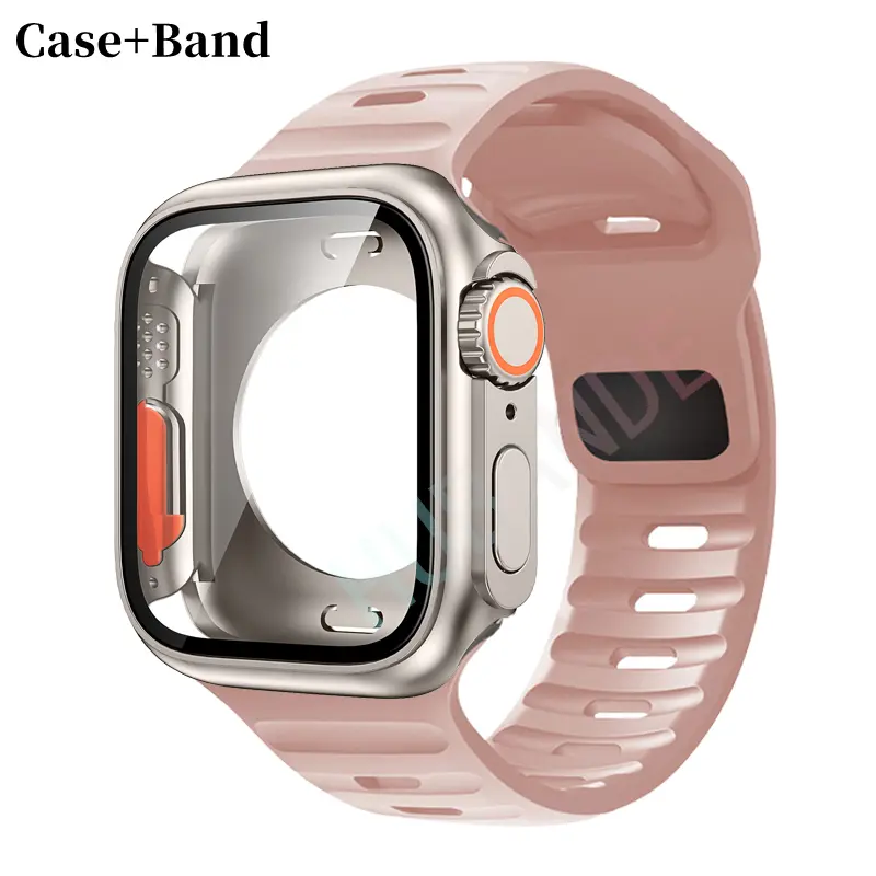 Silicone strap For Apple Watch 44mm 45mm 41mm 40mm Bracelet+Screen protectores Change to Ultra For iWatch Series 9 8 7 SE 6 5 3 - Image 30