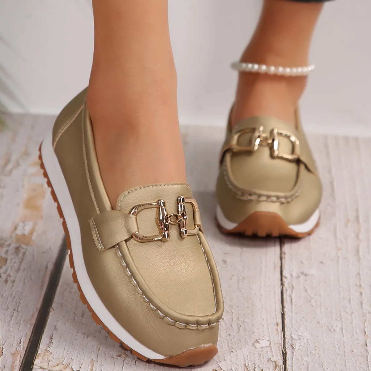 Zapatos Informales Sin Cordones Para Mujer, Zapatillas Deportivas De Tacón Bajo, Suaves, Color Blanco, novedad De 2024