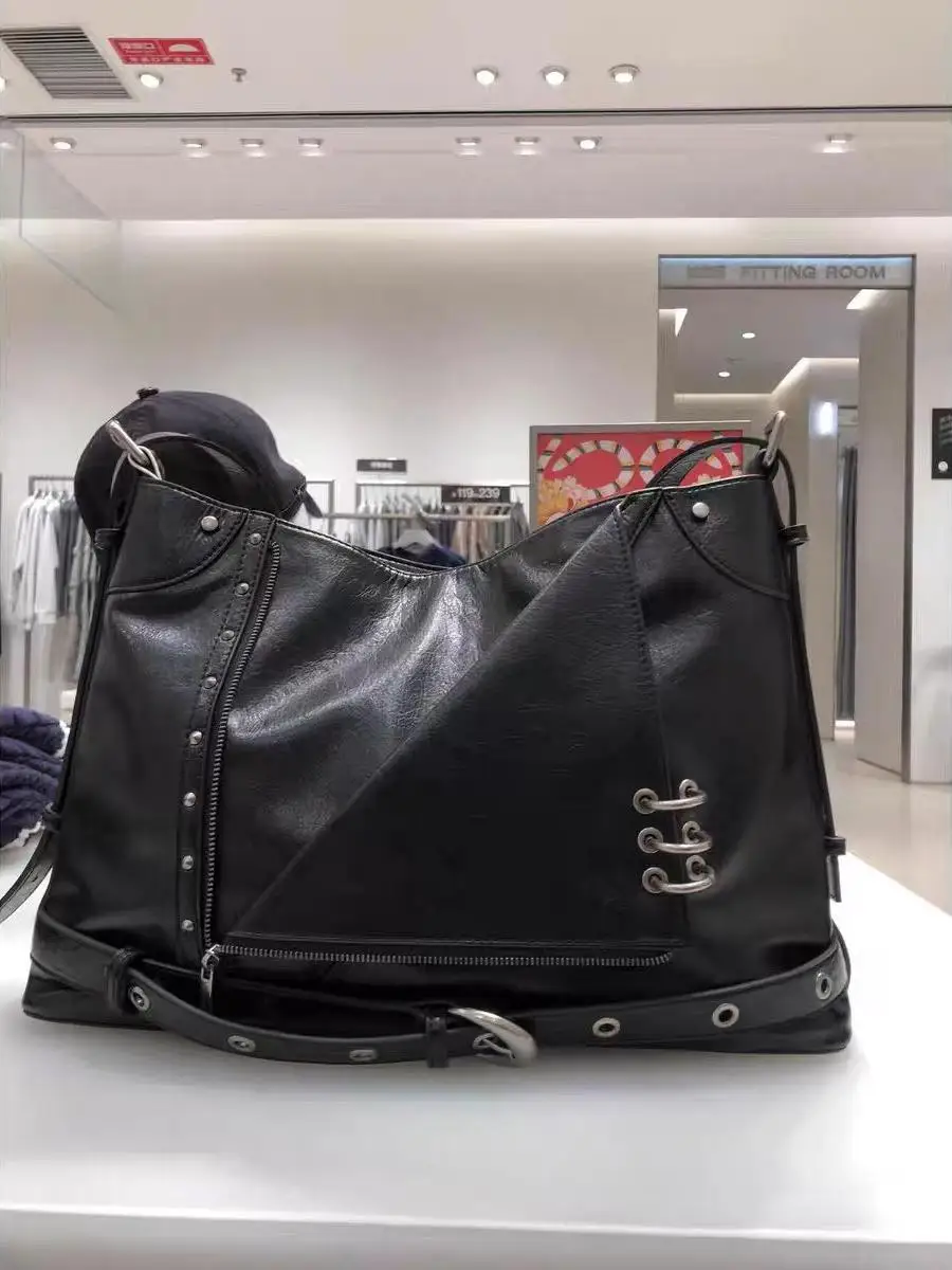 Vintage Female Rivet Shoulder Bag Luxury Handbag Soft PU Leather Crossbody Bag for Women Casual Boston Large Tote Bolsa Feminina