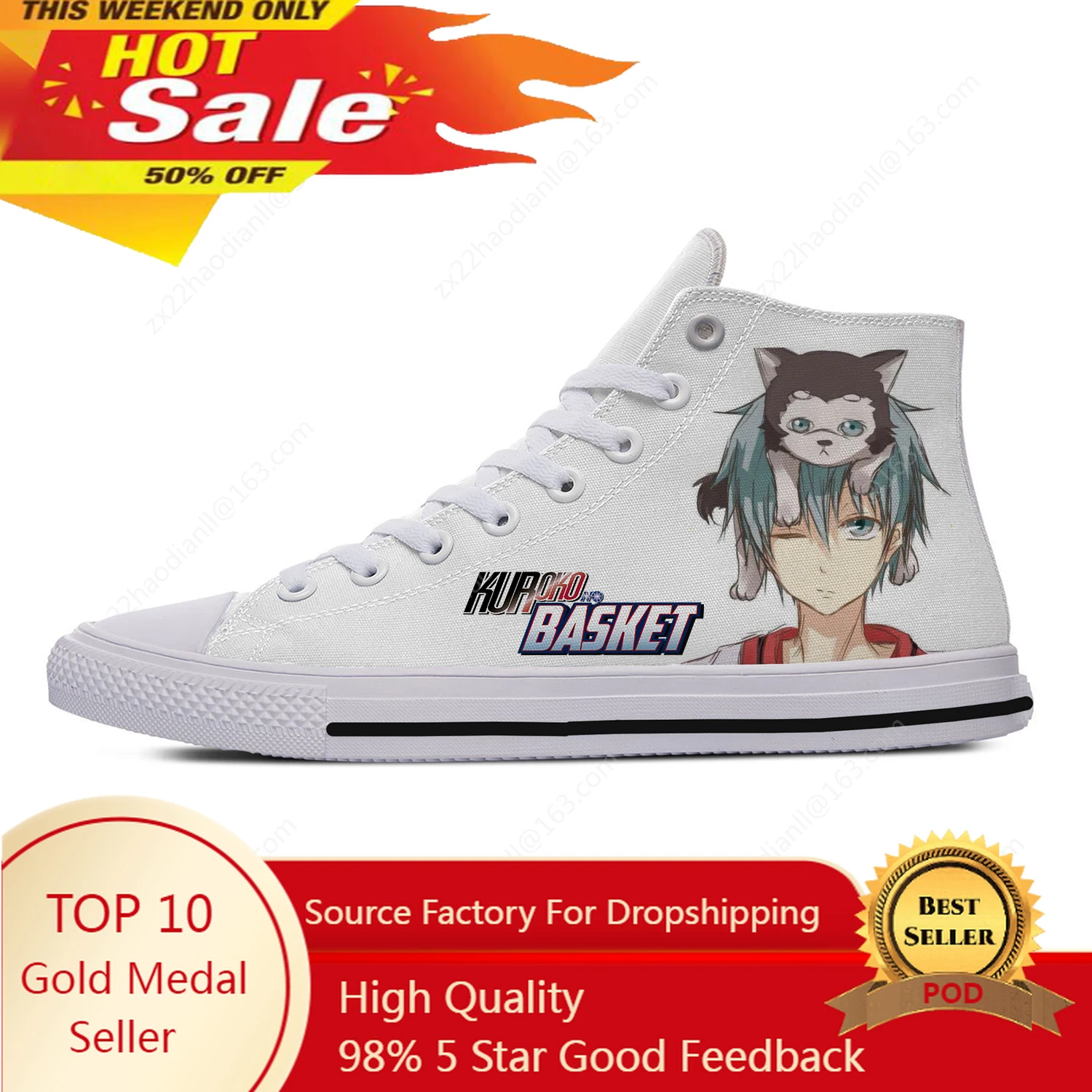 Hot Anime Kuroko no Basket High Top Sneakers Mens Womens Teenager Casual Shoes Canvas Running Shoes 3D Print  Lightweight shoe