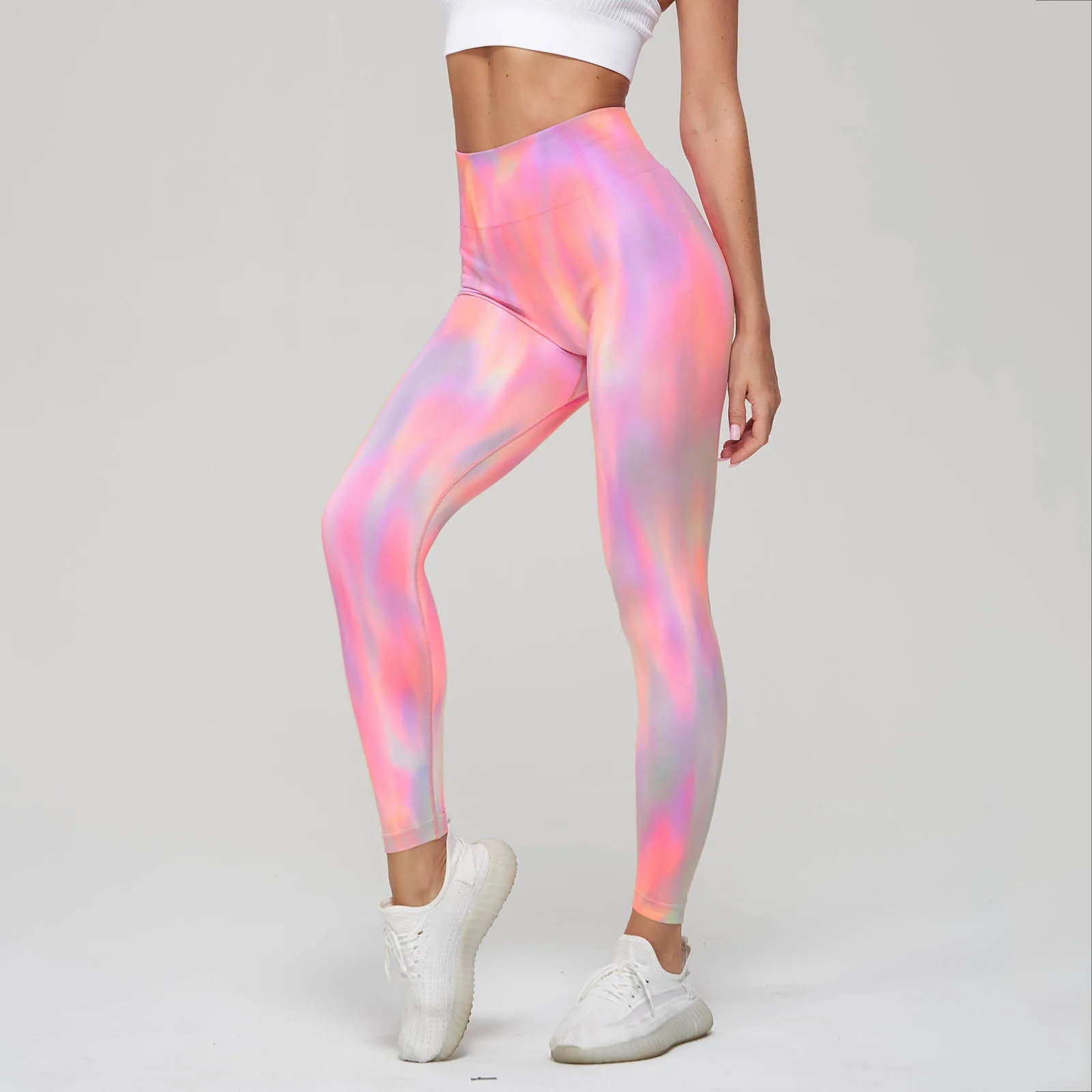 Seamless Push Up Scrunch Sport Leggings For Women Tummy Control Butt Lift Yoga Fitness Tights Gym Workout Pants Aurora Gradient