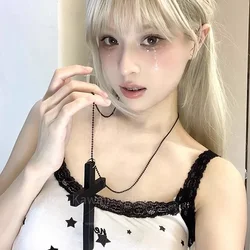 Chic Punk Gothic Cross Pendant Choker Necklace (Black)