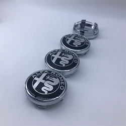 4 - Piece 60mm Wheel Hub Logo Modification Covers - Decorative Car Hub Covers - 4pcs 60mm cap (Black Silver)
