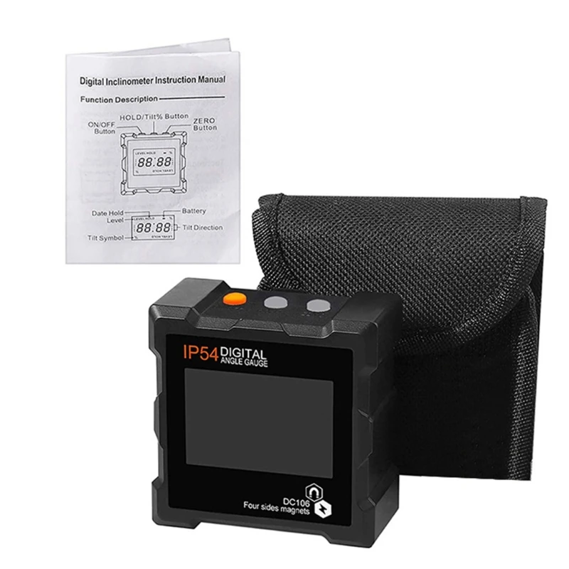 

Digital Finder LCD Digital Gauge Waterproof Protractor Inclinometer Bevel Box Test & Repair Orange/Black