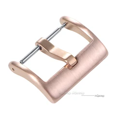 Stainless Steel Matte & Polished Watch Band with Solid Square Button Clasp - Silver & Black Options - 22mm (Matte - rose gold)