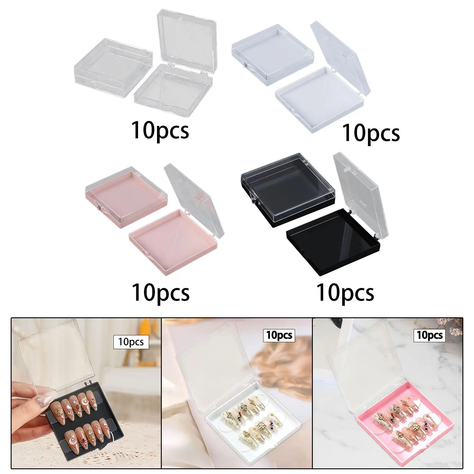 10 Pieces,Press on Nail Storage Box,Nail Art Display Holder,Small Nail Storage Box,Nail Packing Box for Artificial Nails