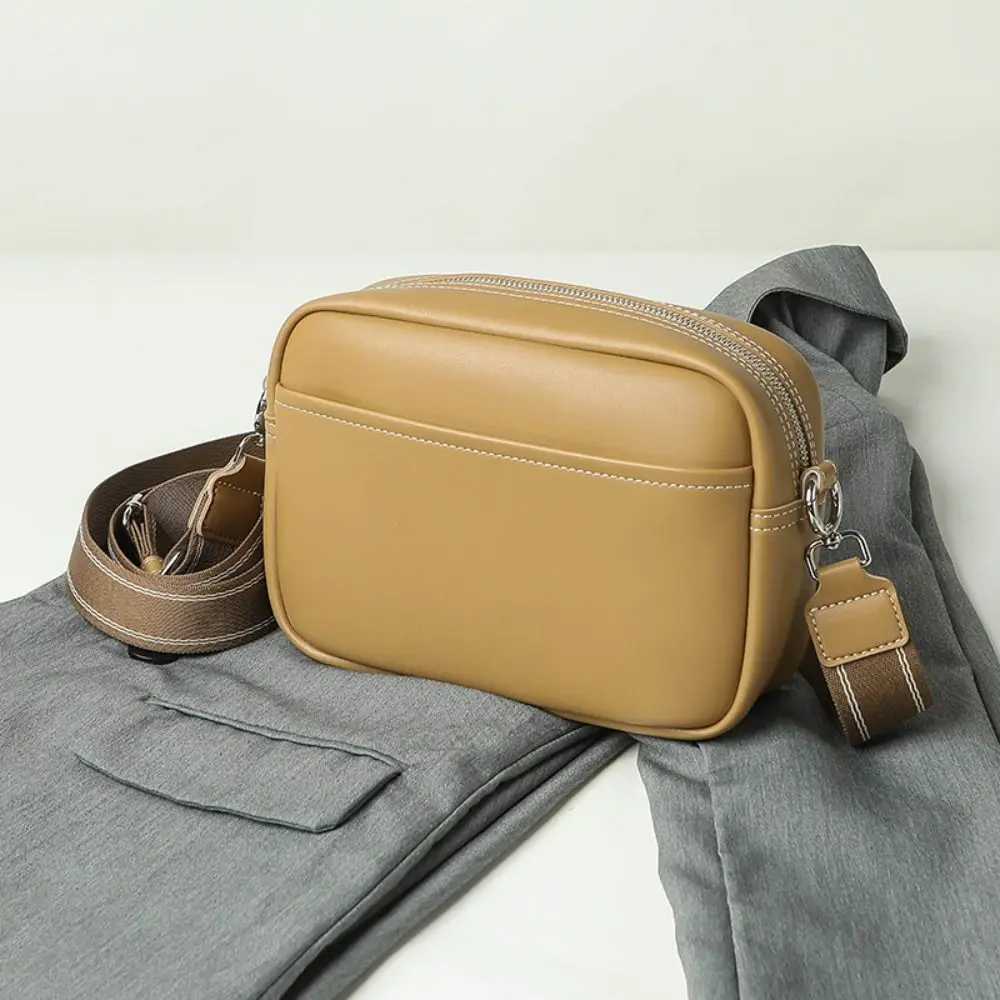

Pu Leather Shoulder Bag Casual Wide Straps Solid Color Crossbody Tote Bags Small Square Bag Women