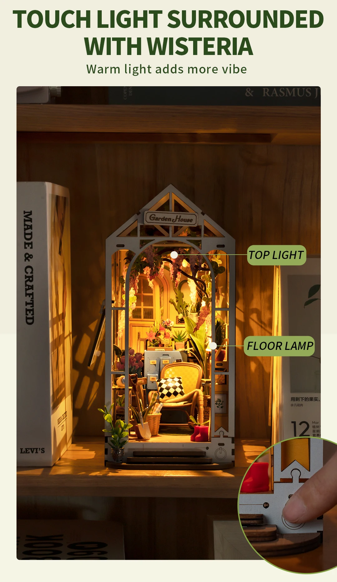  Rolife DIY Book Nook Kit Garden House, DIY Miniature