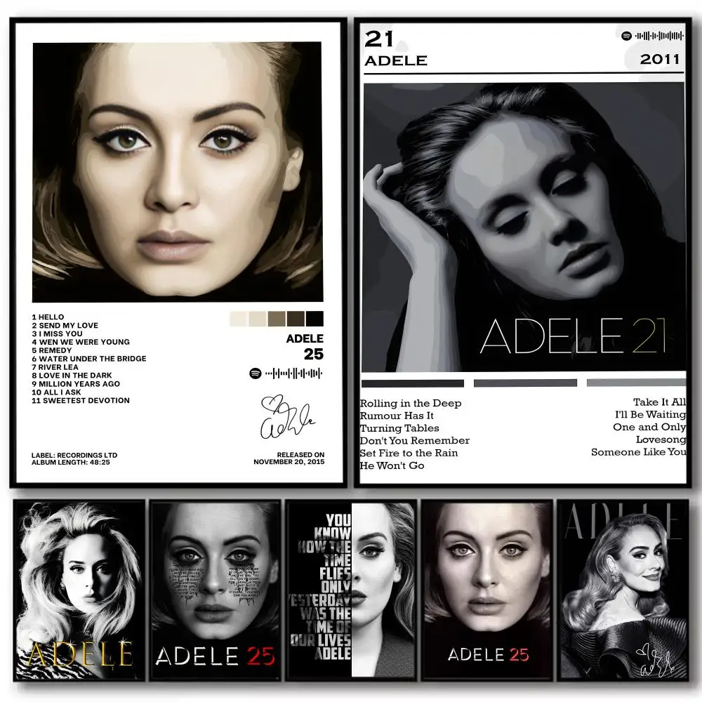팝 가수 A_Adele 앨범 그림 서예 리넨 캔버스 포스터 벽 아트 인쇄물 거실 침실 사무실 가정 장