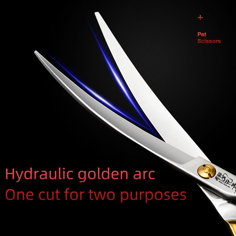 Professional pet scissors golden handle curved scissors warped trimming shears teddy dog groomer dog grooming scissors