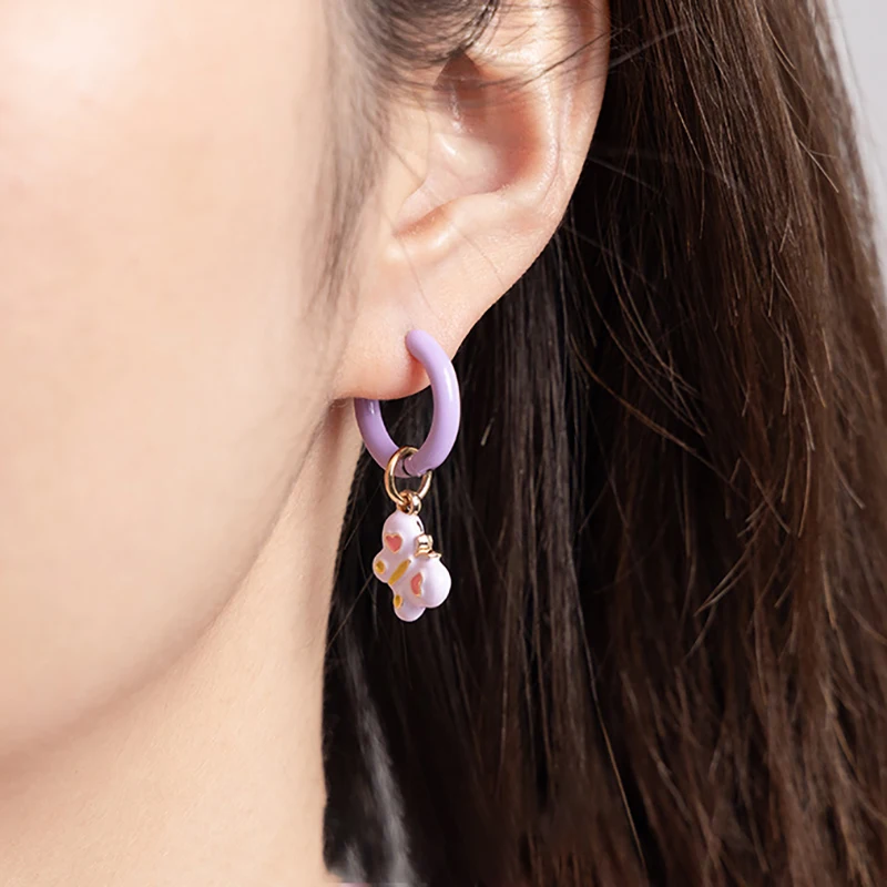 Cartoon Animal Pendant Hoop Earrings Dinosaur Design Butterfly Earring image 2