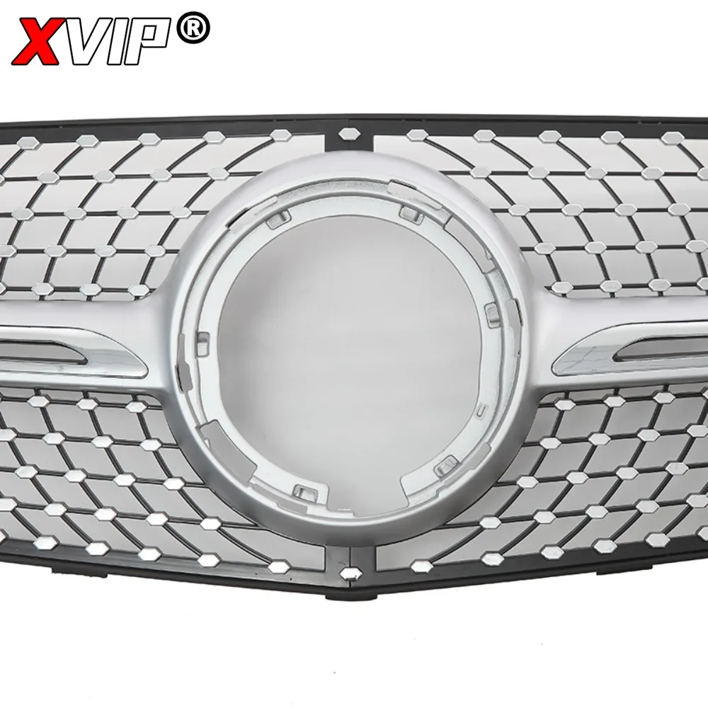 XVIP 크롬 블랙 다이아몬드 스타일 레이싱 그릴 상단 그릴 실버 범퍼 그릴 (메르세데스 벤츠 V-클래스 W447 2021-2023 비토 용)