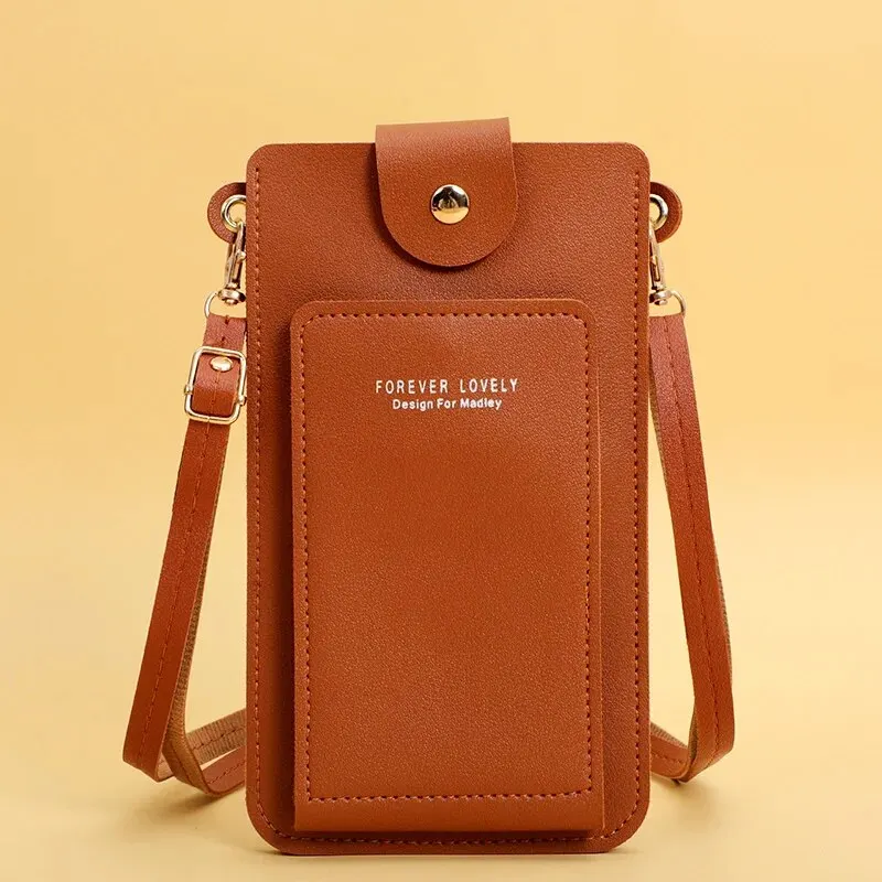 Elegant Women's Soft Leather Touch Screen Wallet and Crossbody Purse with Shoulder Strap