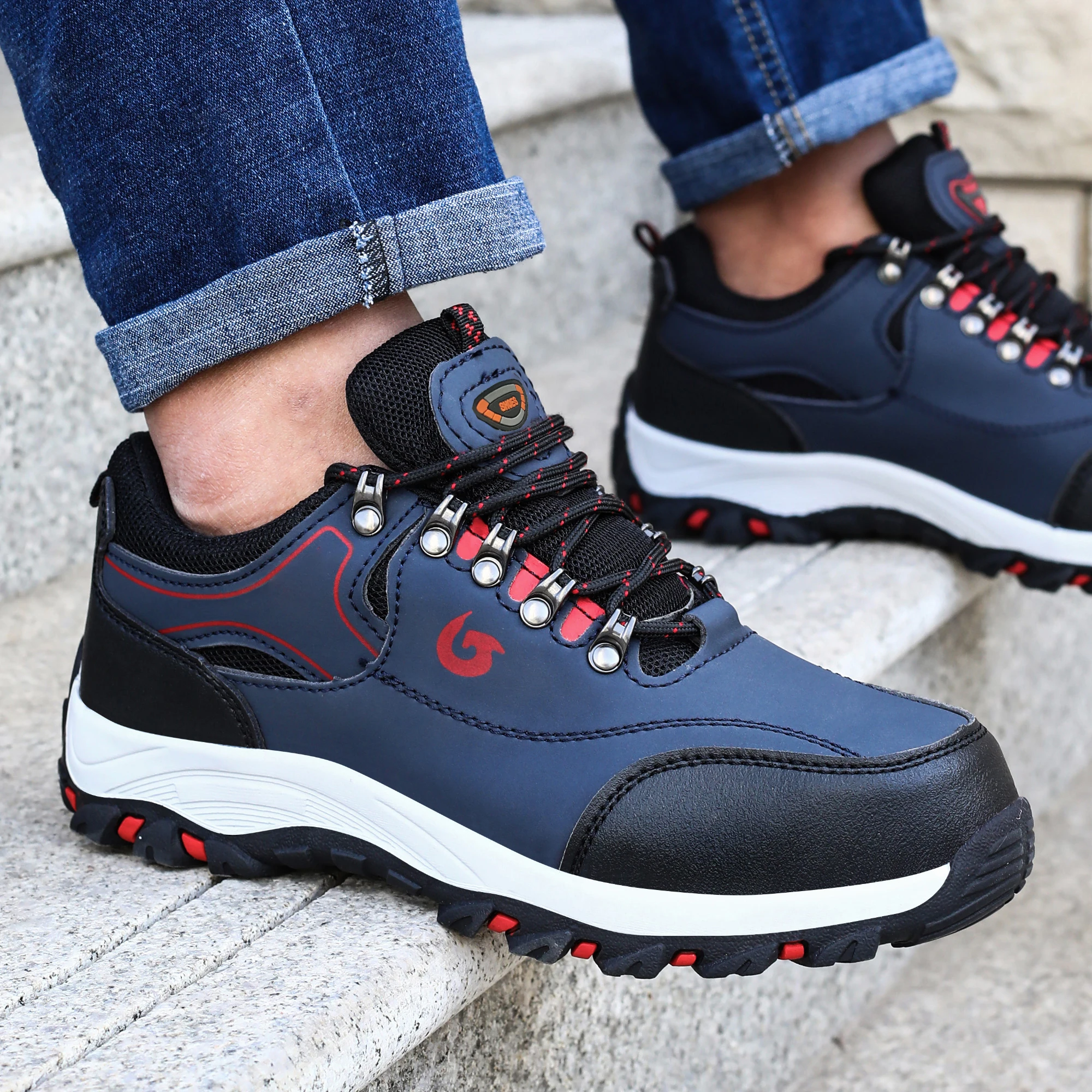 Men Steel Toe Safety Shoes Anti-Puncture Non-Slip Work Boots Wear-Resistant Breathable Hiking Safety Sneakers for Industrial Work - Image 6