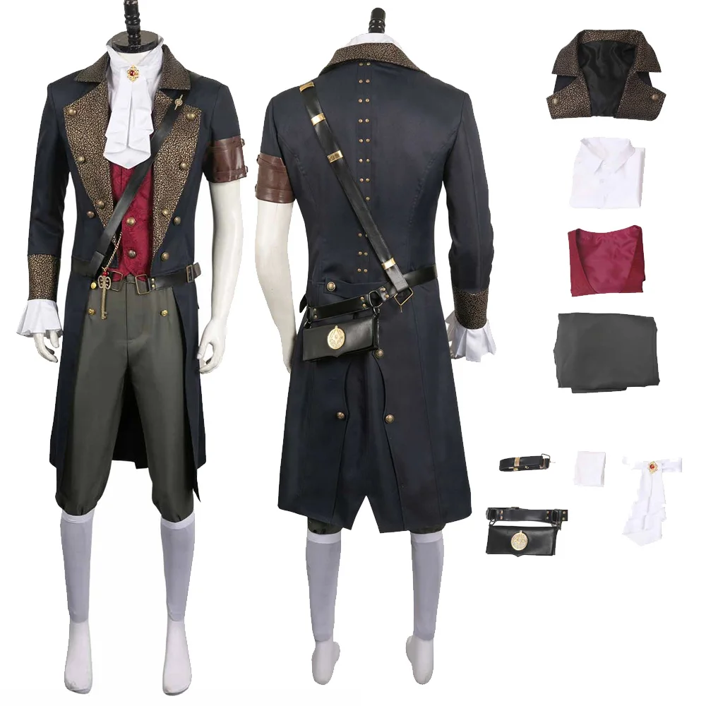 

Movie Lies Of P Cosplay Costume Uniform Shirt Pants Bag Belt for Men Adult Outfit Little Puppet Halloween Carnival Party Clothes