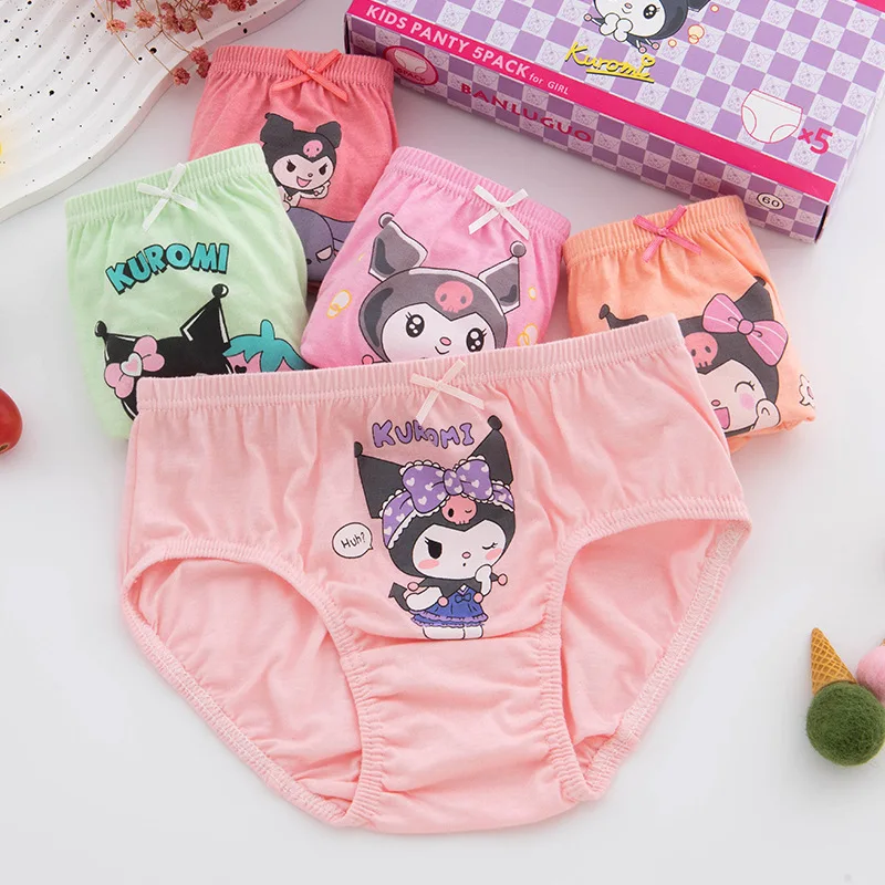 

5Pcs Kuromi Kid Cotton Kids Boxers Cartoon Cinnamoroll Melodys Mesh Breathable Underwear Cute Pants Anime Loose Briefs Girl Gift