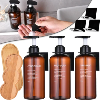 3pcs/set Shampoo and Conditioner Dispensing Empty Refillable Bottles Body Wash Lotion Pump Bottle Bath Emulsion Dispenser 1