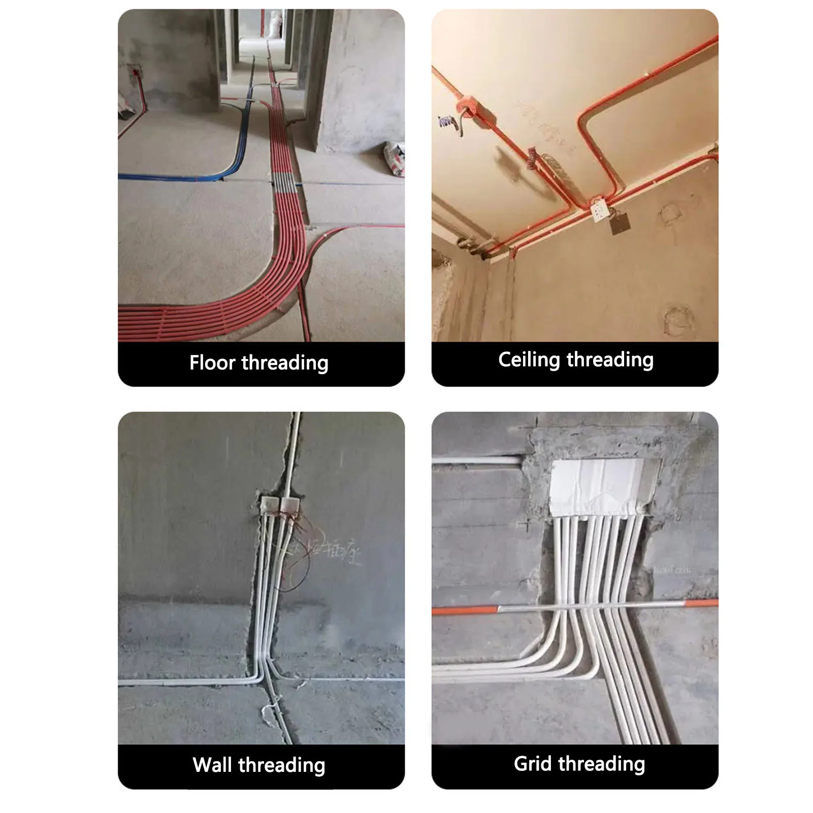 Electrical Wire Threader Flat Electrician Threading Device Manual Cable Puller with Gloves Cable Ties Wire Threader