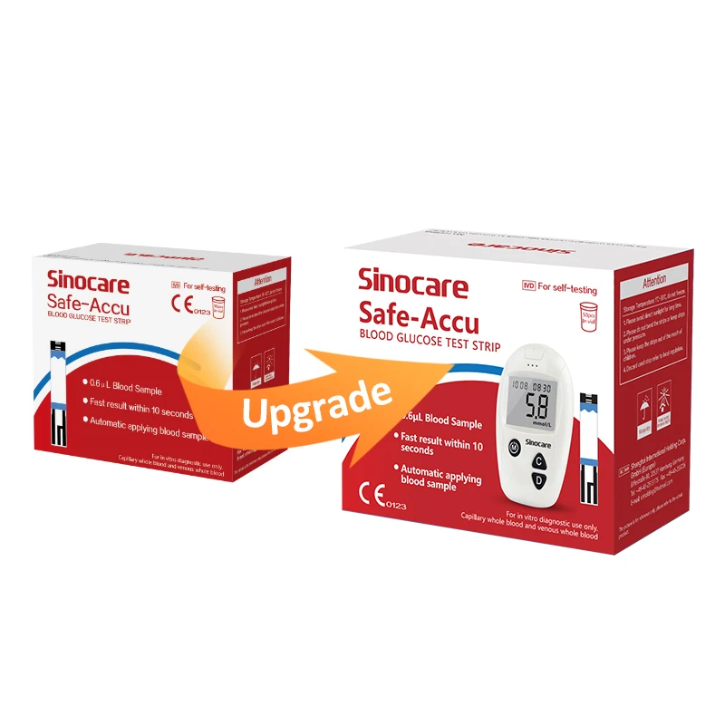 50pcs/100pcs/200pcs/300pcs/400pcs Sinocare Blood Glucose Test Strips for Safe-Accu only