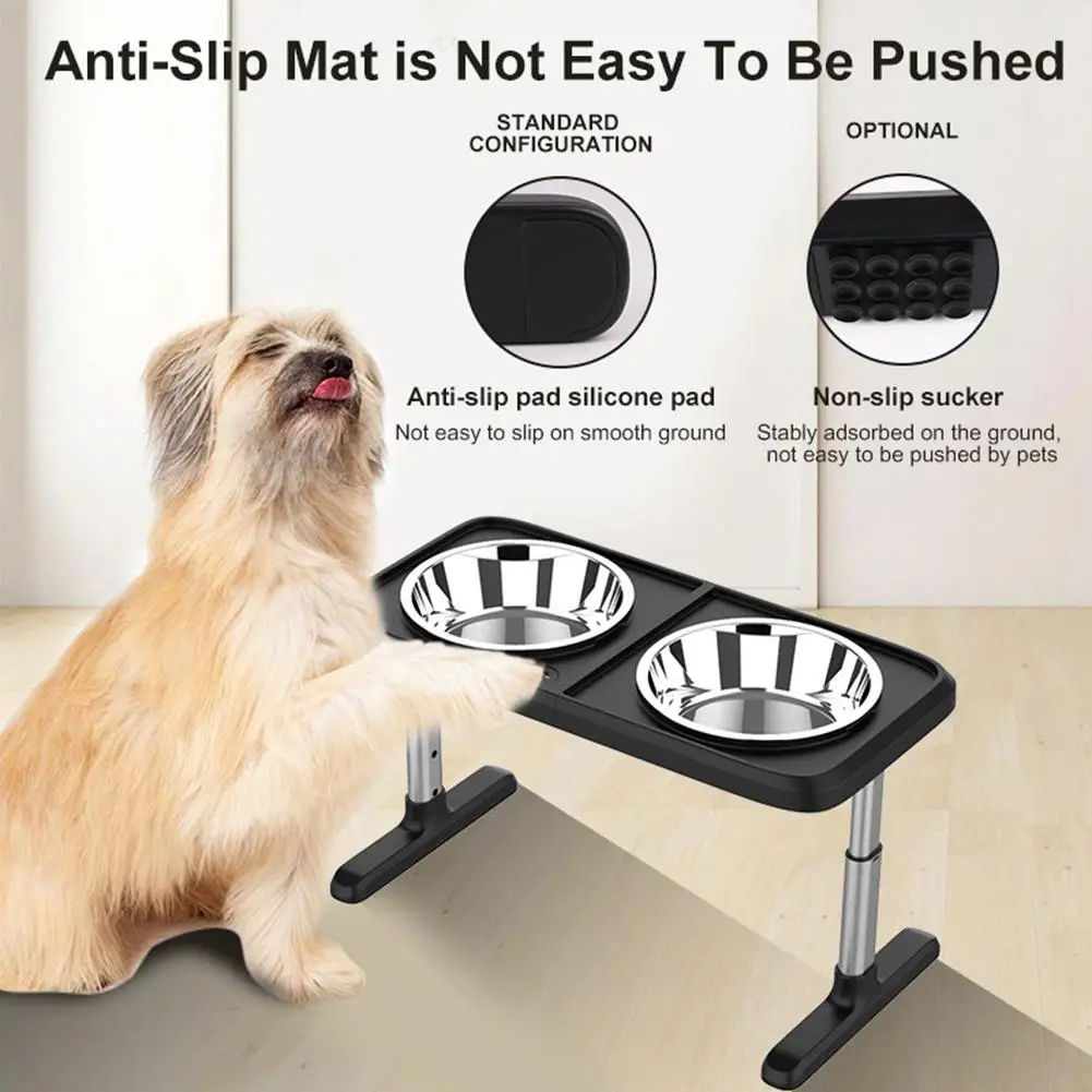 Dropship Dog Raised Bowls With 6 Adjustable Heights Stainless