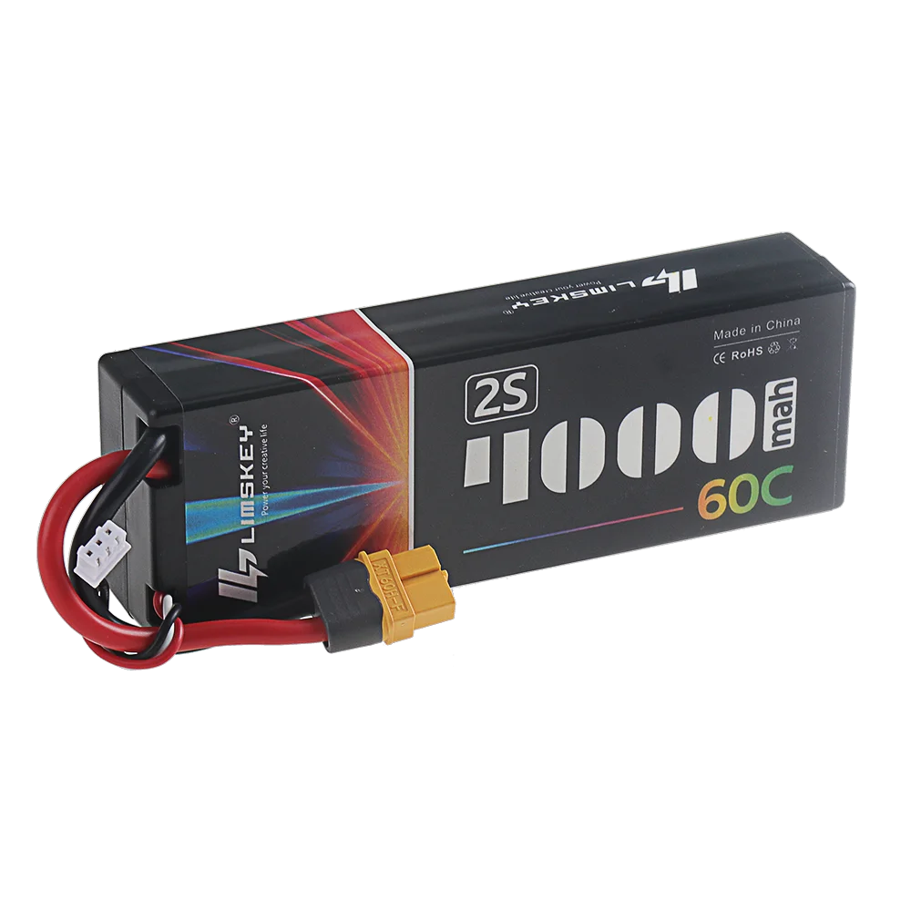 Batterie LiPo 7.4V 4000mAh 2S posée à côté d'un drone RC
