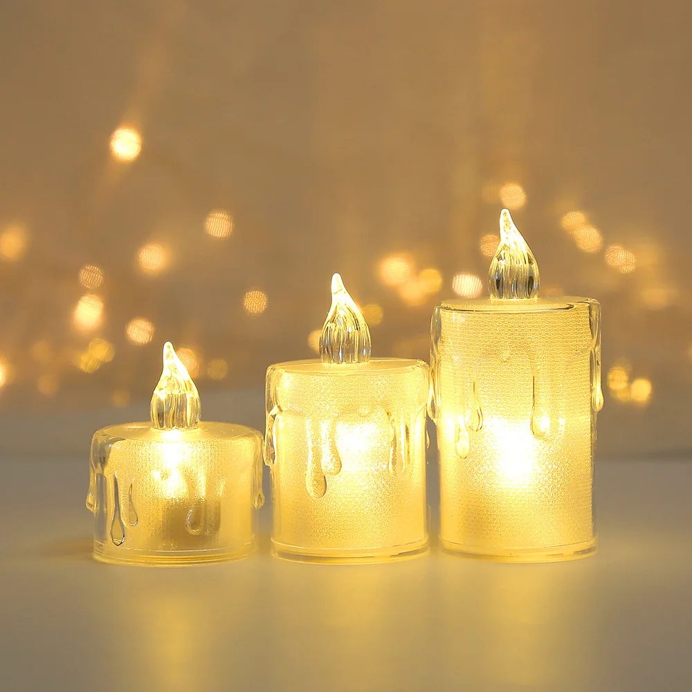 Led Candles Light Flameless Candle Plastic Pillar Flickering Candle Night Light for Home Party Ramadan Easter Wedding Xmas Decor