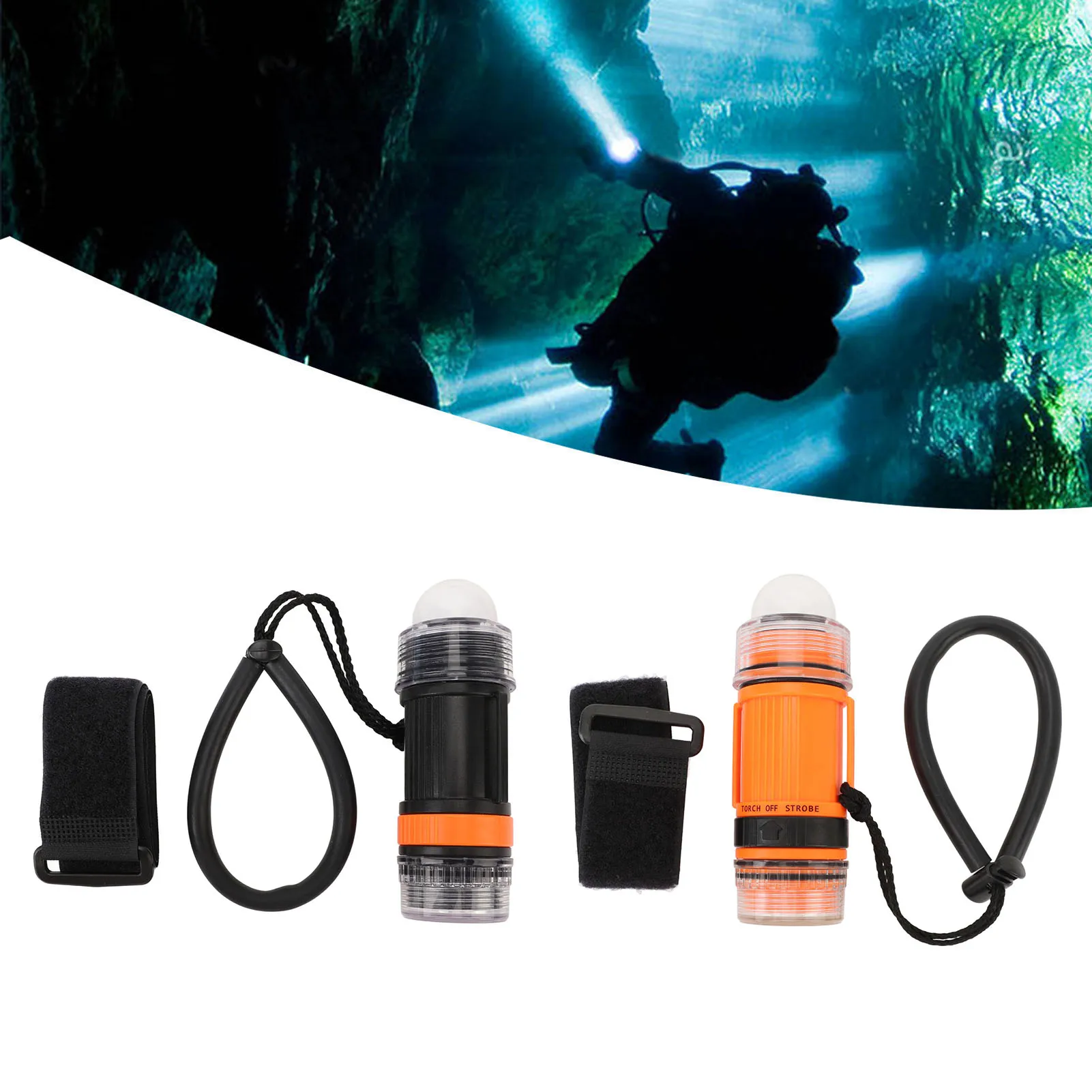 Diving Strobe Flashlight High Brightness LED Waterproof  Battery Powered 60M Dive Strobe Light for Underwater Adventure