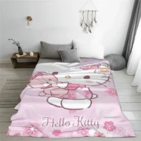 Cute Pink Hello Kitty Blanket Fleece Winter HelloKitty Portable Soft Throw Blankets for Home Travel Bedding Throws 1