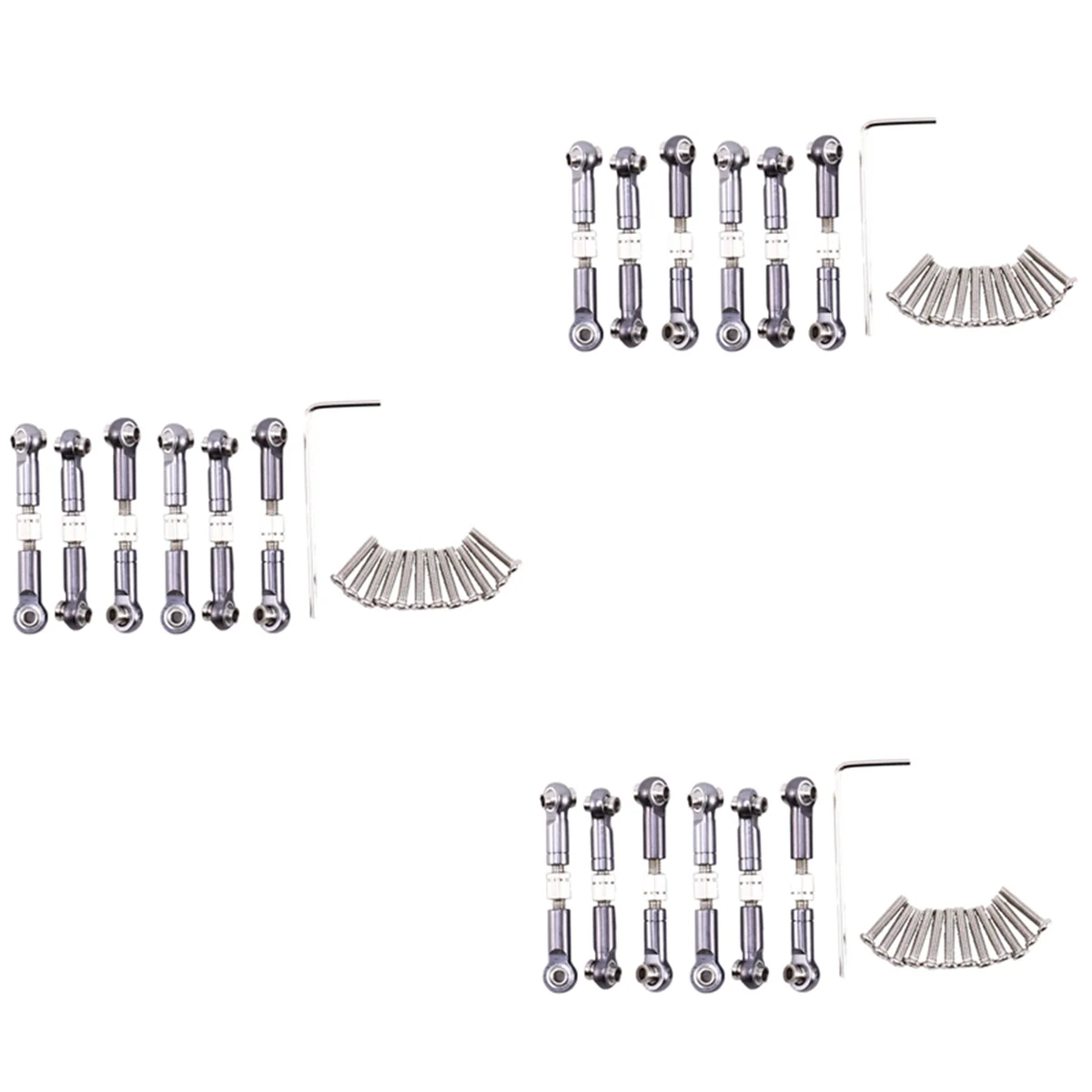 BAAU 18Pcs Adjustable Metal Linkage Pull Rod Front /Rear Servo Link for A949 A959 A969 A979 K929,Grey