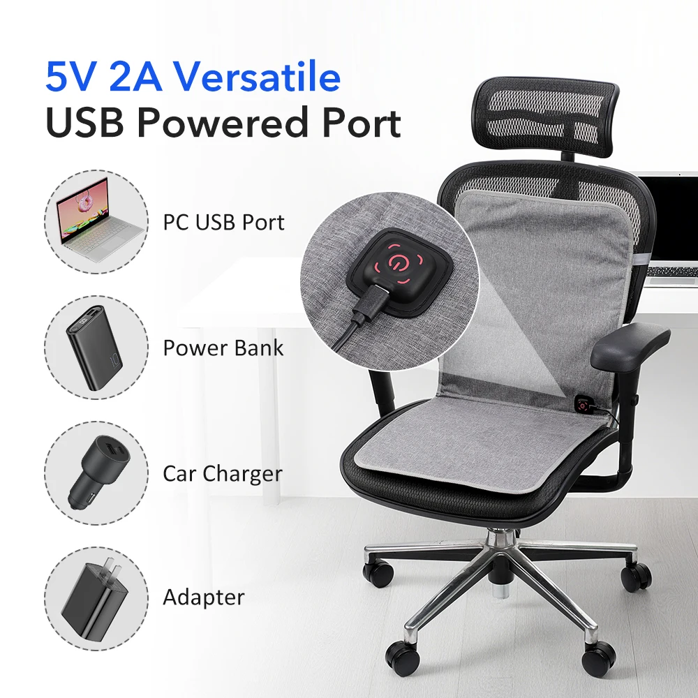 USB Heated Seat Pad Car Home Office Outdoor Camping Winter Warming Chair Cushion