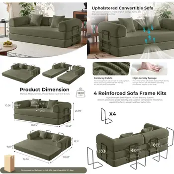 Corduroy Convertible Sleeper Sofa 1