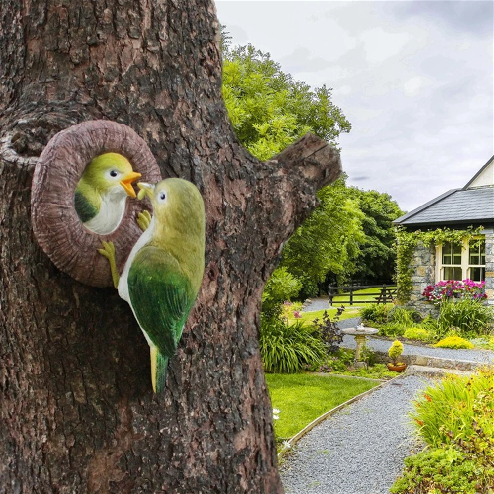 Owl Resin Bird Figurines Tree Decor Simulated Tree Hanging Resin Feeding Bird Statue Face Outdoor Garden Animal Ornaments resin ornaments,garden statue,garden decoration,resin statue,resin handicraft ornaments,resin ornament,animal ornaments