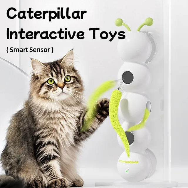Intelligent Interactive Cat Toy Motion Activated Wack A Worm Post Toy With Tail Automatic Emerging from The Hole Teasing Cat Toy 1
