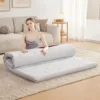 4" Memory Foam Foldable Futon Mattress, Portable Roll Up Sleeping Mat for Camping, Easy to Store with Dust Cover 1