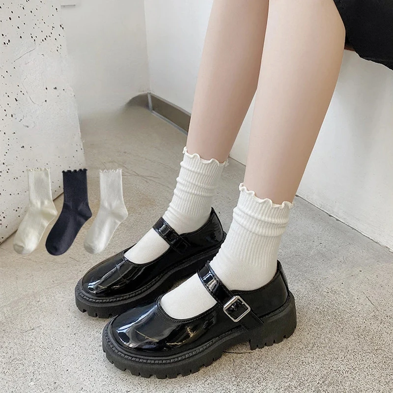5 pair Lot Socks Ruffle Cotton Middle