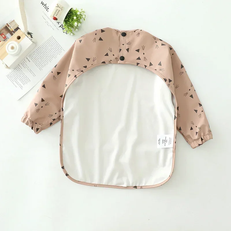 Baby's Soft Waterproof Bib Kid Long Sleeves Adjustable Feeding Cloth Little Boy Girl Painting Smock Child Meal Eating Apron 5