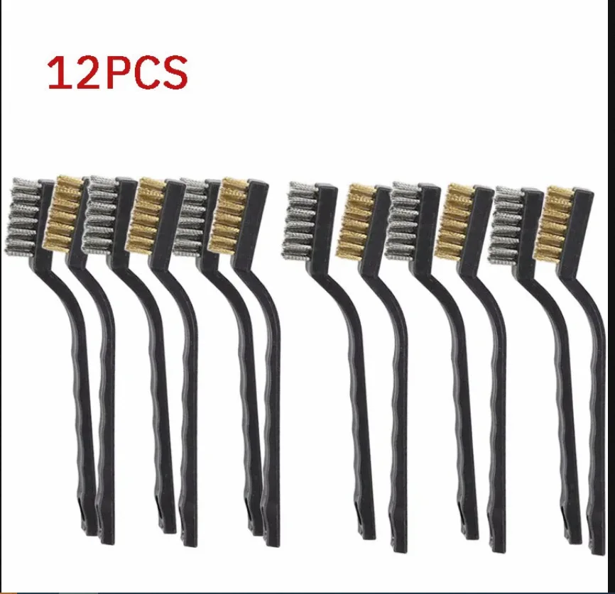 Computer Industrial Toothbrush Mini Copper Steel Wire Brush Stainless Steel Wire Brush Dust Hard Cleaning Toothbrush 12pcs wire brush