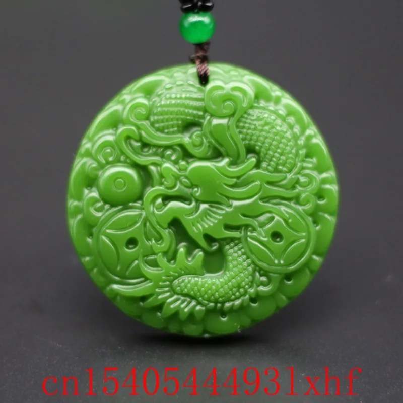 

Natural Green Hetian Jade Dragon Pendant Necklace Fashion Fine Jewelry Jadeite Designer Money Luxury Charm Amulet Gifts for Men