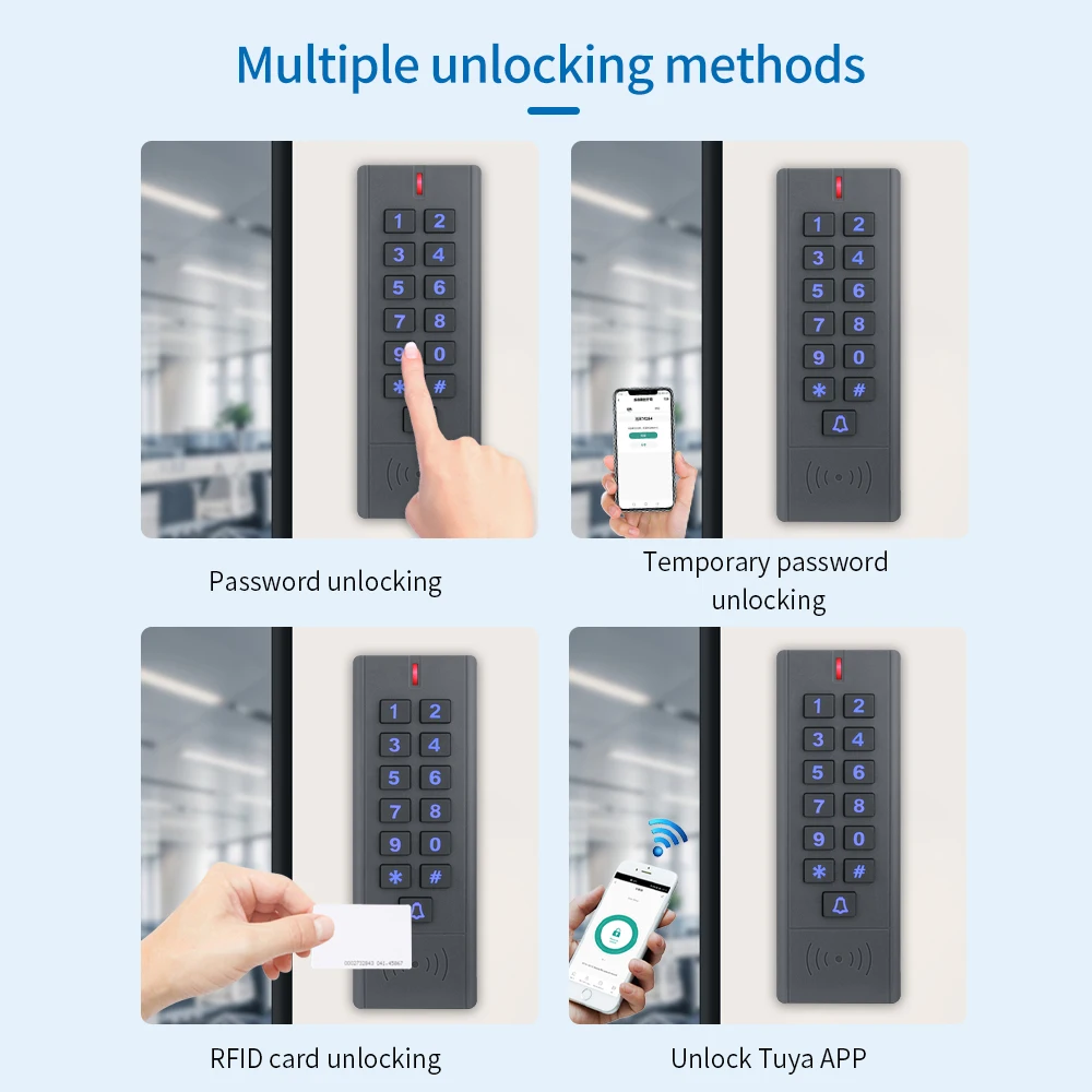 Asia Teco WIFI Tuya Smart Door Lock Keypad Waterproof Door Access Control System Standalone RFID Key Entry Access Controler