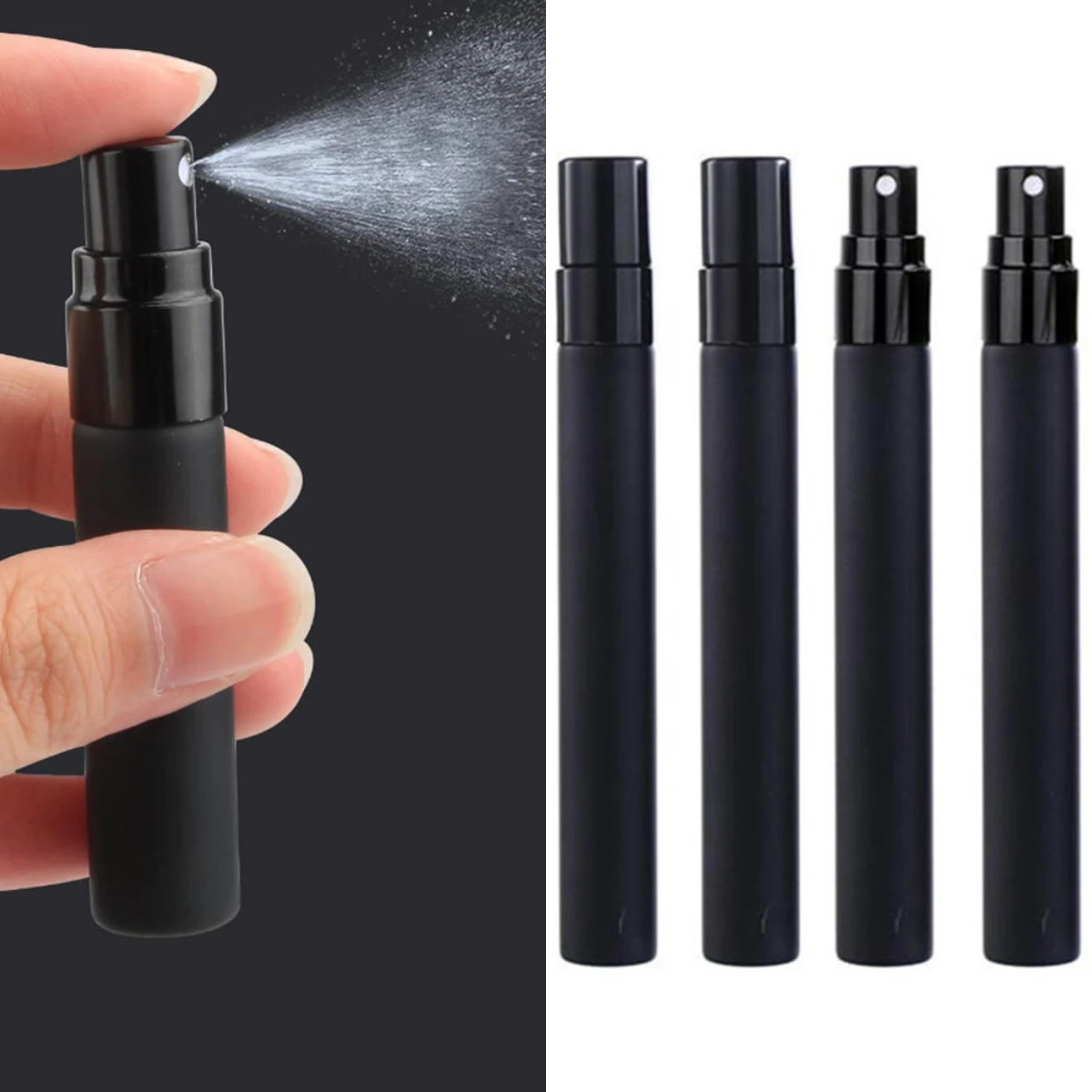 

5/10ML Portable Spray Bottle Small Pocket Matte Black Color Mist Sprayer Travel Perfume Glass Bottle Empty Cosmetics Contanier