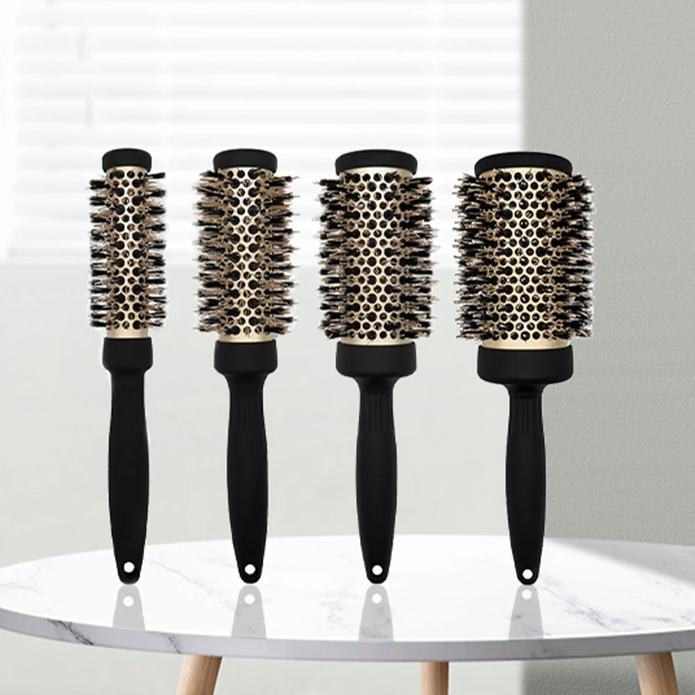 Hair Brush Comb Professional High Temperature Resistant Ceramic Iron Round Comb 5 Sizes For Blow Dry Salon Styling Tools 5