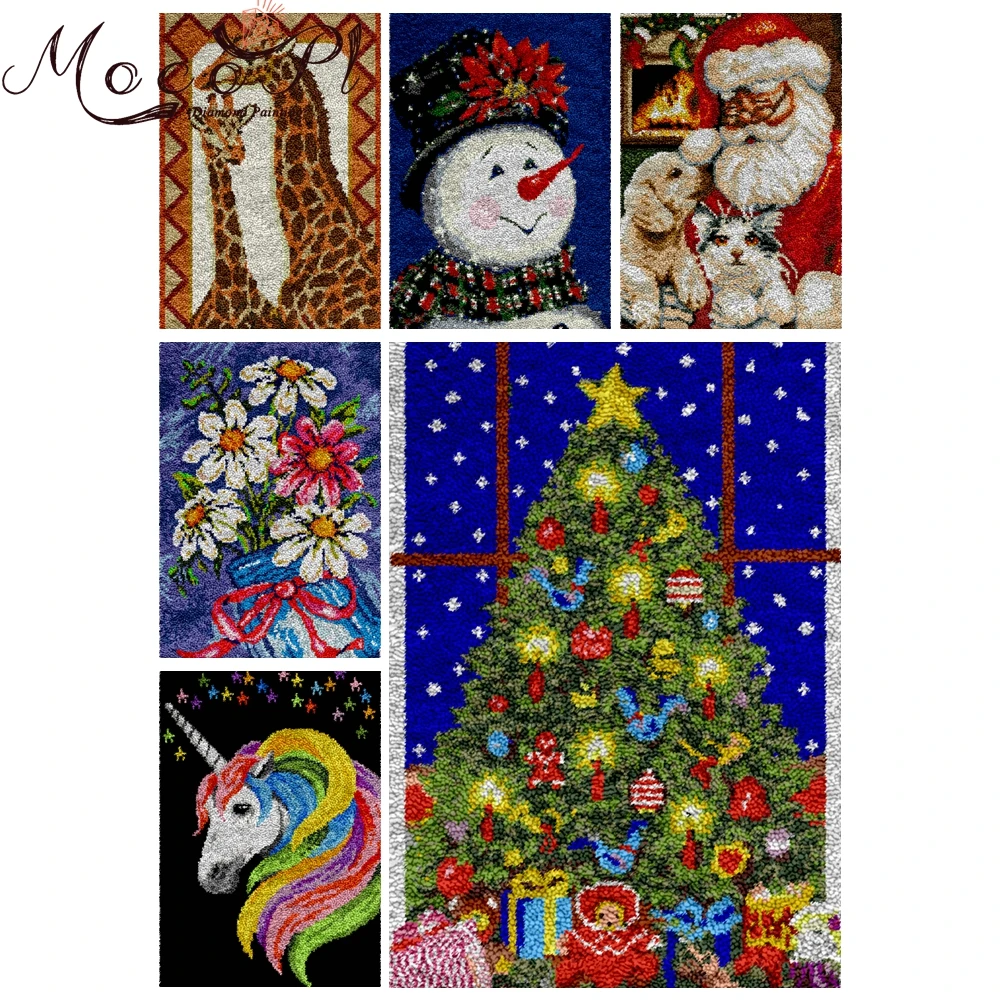 LatchHookLargeCarpetEmbroideryColoredRugKitsDIYCrossStitch