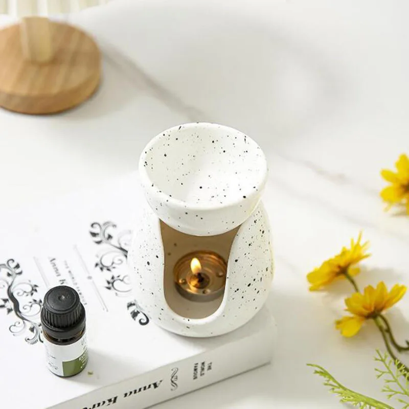 Nordic Style White Porcelain Essential Oil Furnance Aroma Burner Candle Holder Fragrance Lamp Home Decor