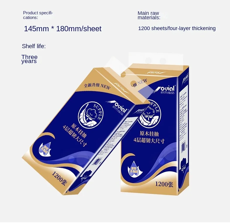 4 Packs Large Packs of Toilet Paper for Home Use Hanging Bottom Extraction Paper Towel Toilet Cubic Embossed Hand Towels