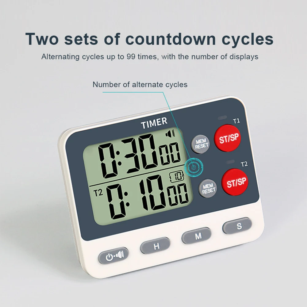 Enhanced Dual Digital Multifunction Timer with Memory Function - Portable Count Up/Down Timer