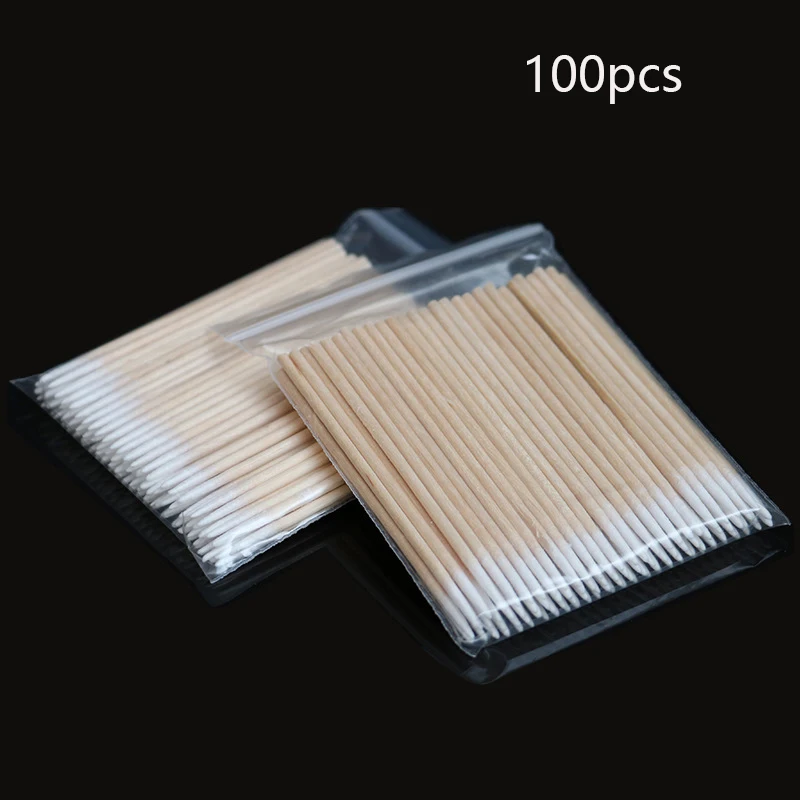 

100/300pcs Disposable Cotton Swab Lint Free Micro Brushes Wood Cotton Buds Swabs Ear Clean Stick Eyelash Extension Glue Removing